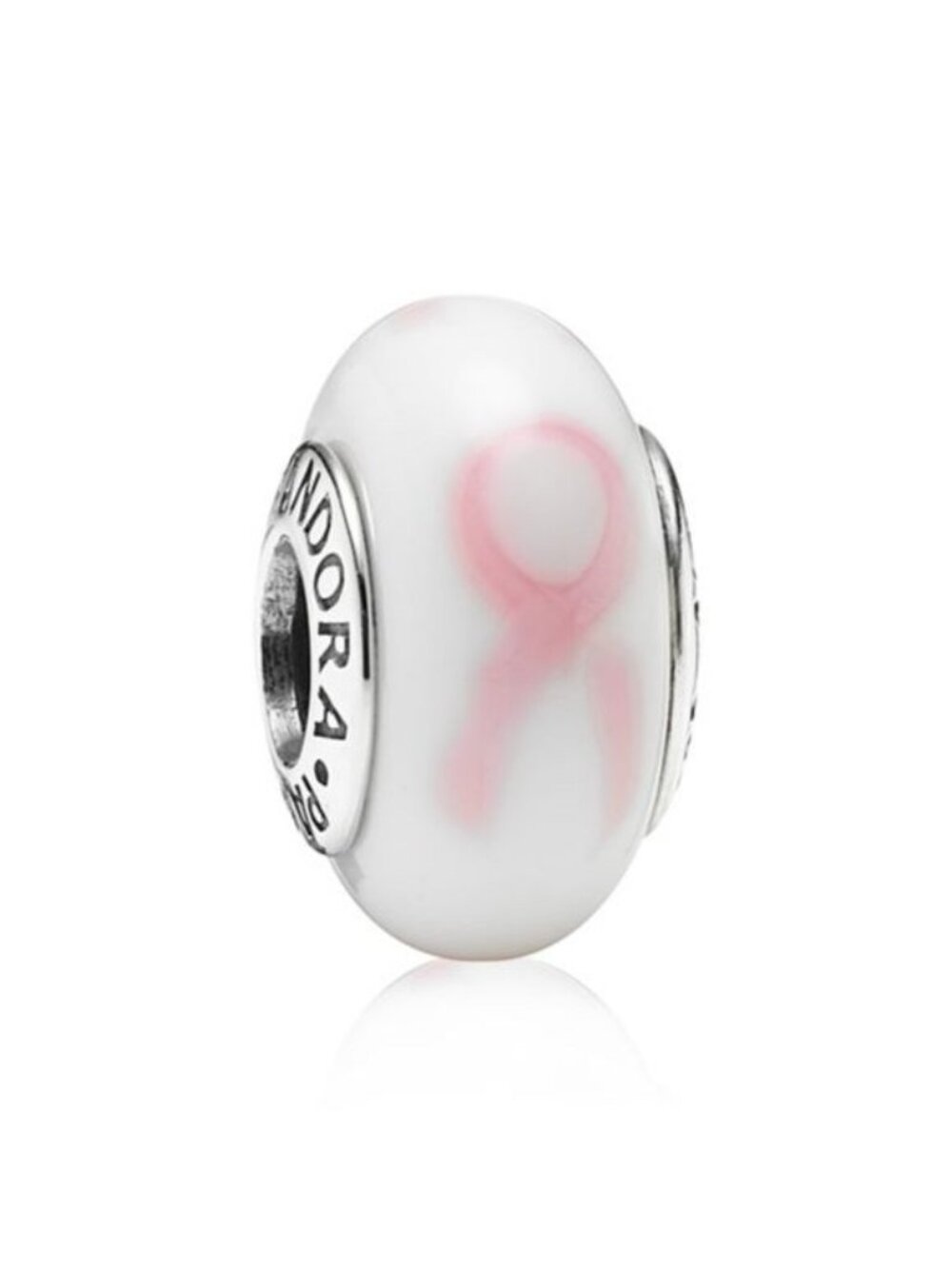 Pandora Sterling Silver Pink Ribbon Murano Glass Breast Cancer Awareness 790928